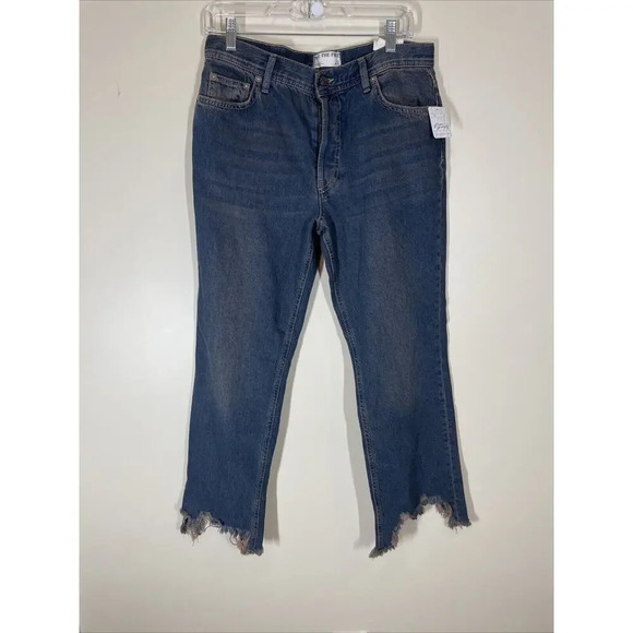 We The Free People Maggie Mid Rise Back Alley Blue Jeans Denim Size 28 New - Picture 2 of 13